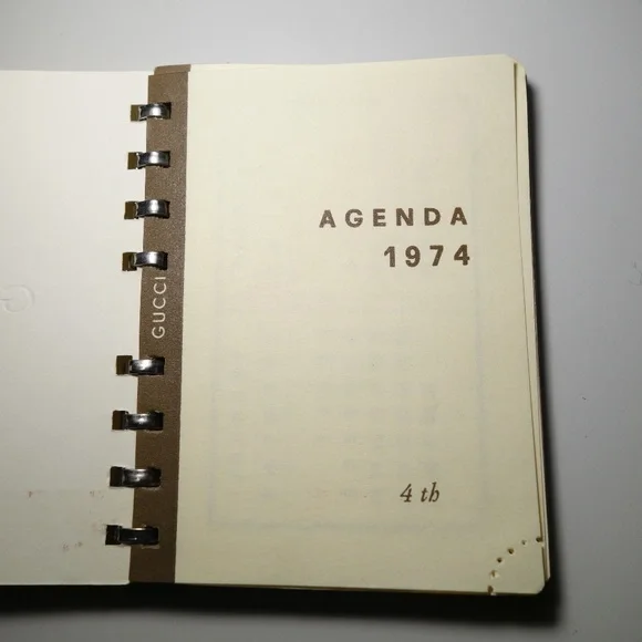 Vintage 1974 Gucci Leather Suede Mini Agenda Made In Italy With Ballpoint Pen